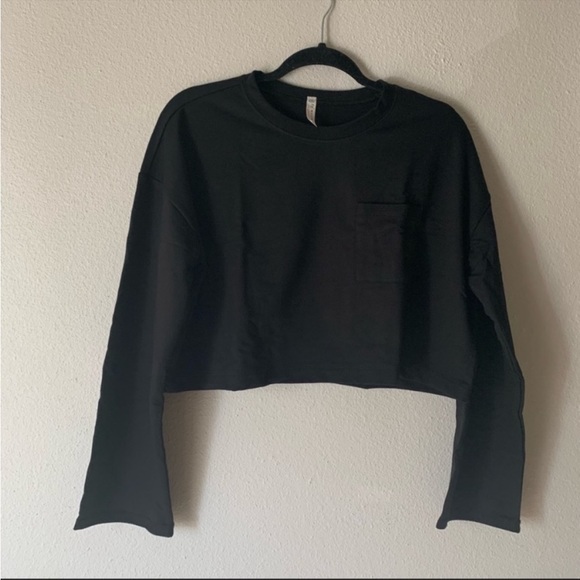 Free People black Sunny Set crop lounge set S New With Tags - Picture 4 of 11